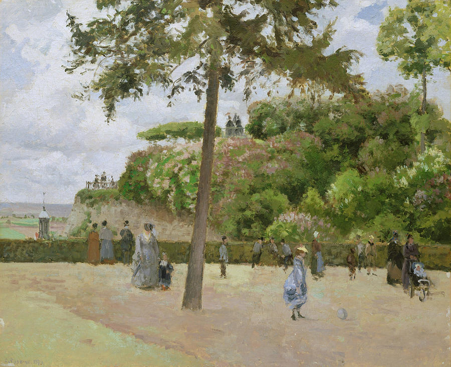 Camille Pissarro Painting - The Public Garden at Pontoise by Camille Pissarro