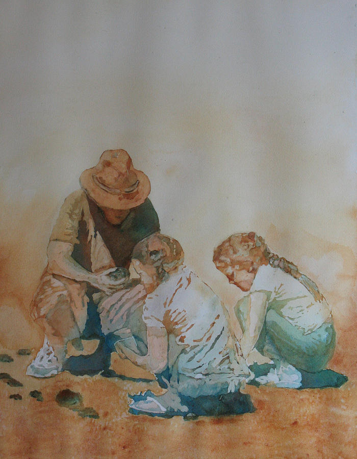 Desert Painting - The Pumice Seekers by Jenny Armitage