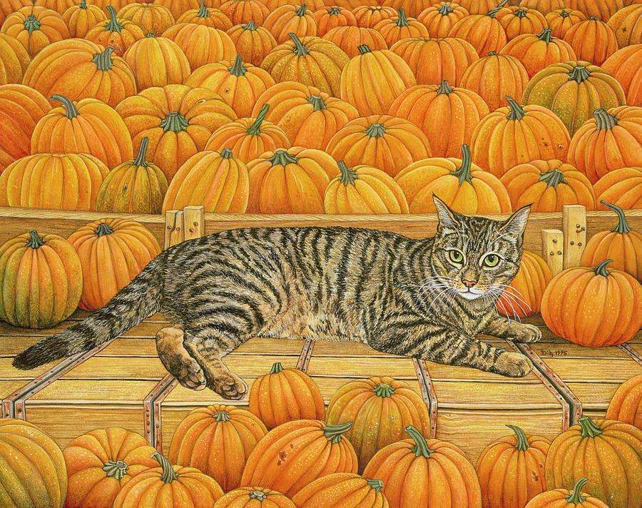 The Pumpkin Cat Painting by Ditz