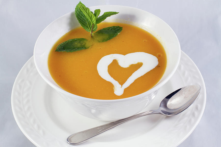 The pumpkin soup with heart Photograph by William Lee