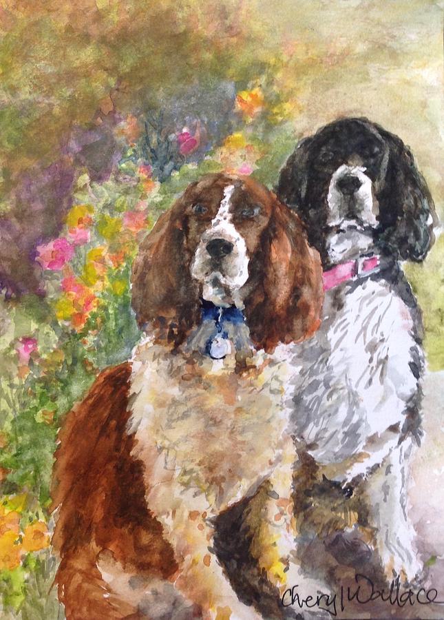 The Puppies Painting by Cheryl Wallace