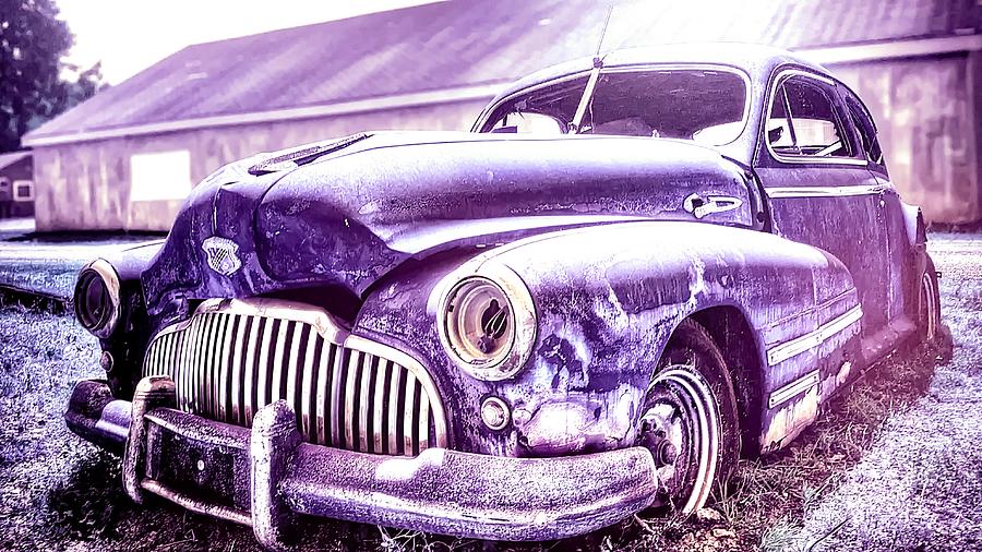 The Purple Chev On The Mend Photograph by Carrie Armstrong