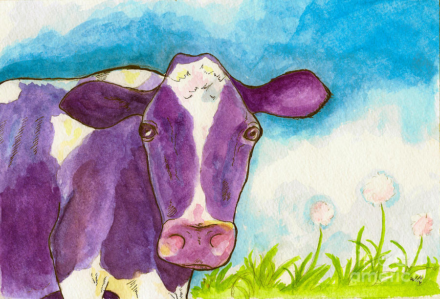 cute purple cow painting 