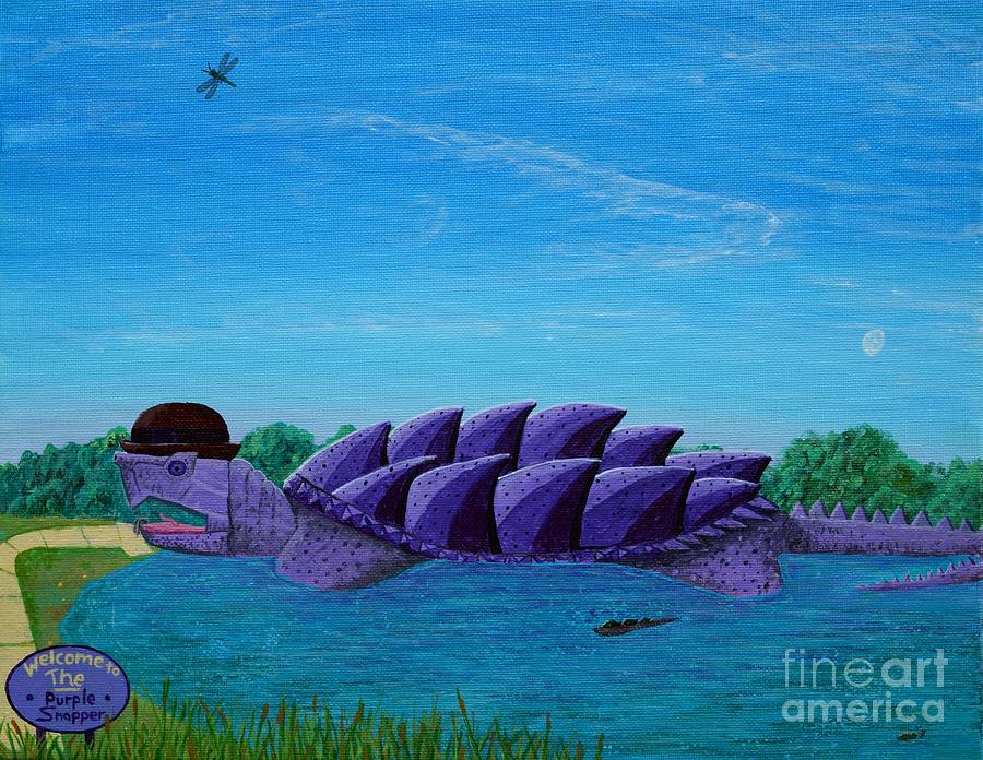 Snapping Turtle Painting - The Purple Snapper by Timothy Smith
