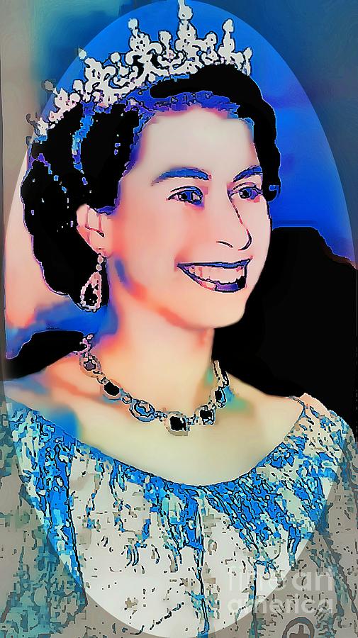 Vintage Painting - The Queen -  Pop Art portrait by Ian Gledhill