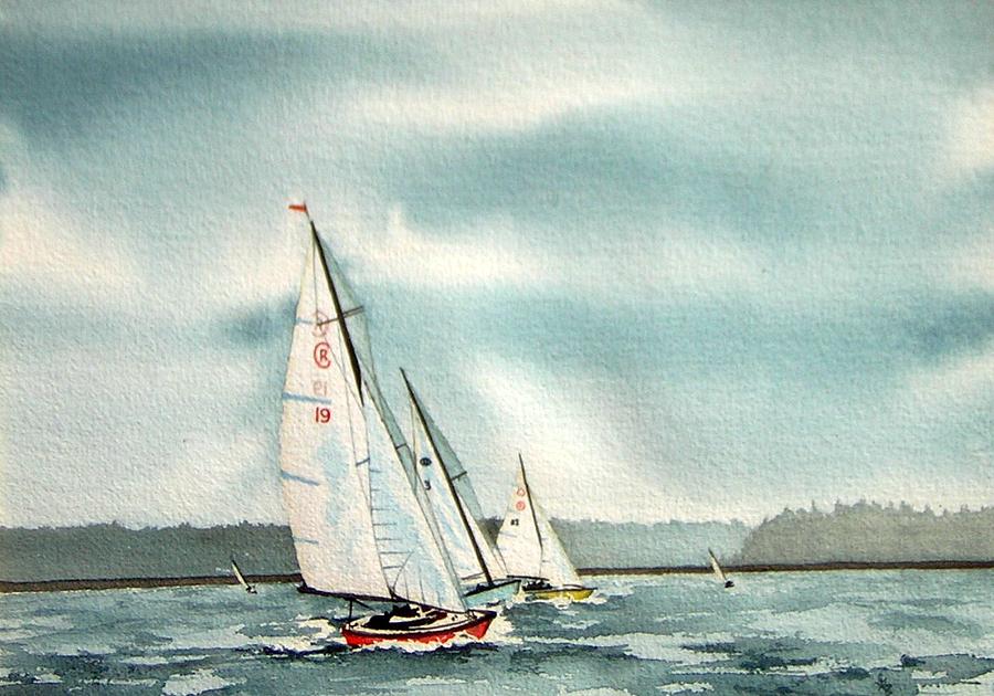 Sailing Painting - The Race by Gale Cochran-Smith