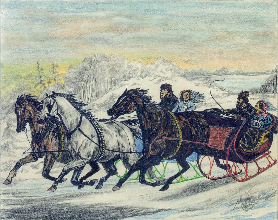 The Sleigh Ride Mixed Media - The Race is ON by Mark Villemure