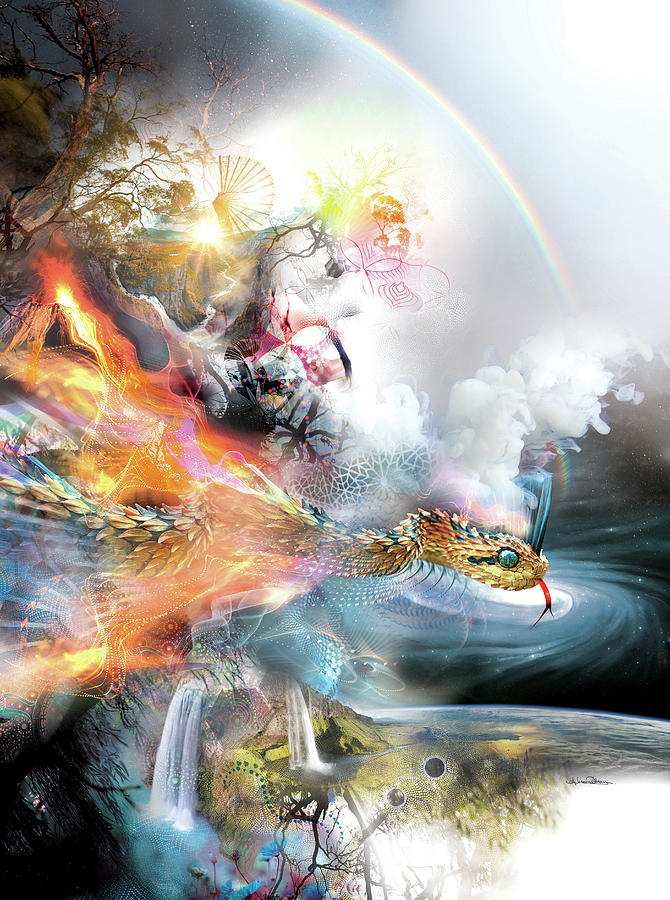 Snake Digital Art - The Rainbow Serpent by Misprint Art