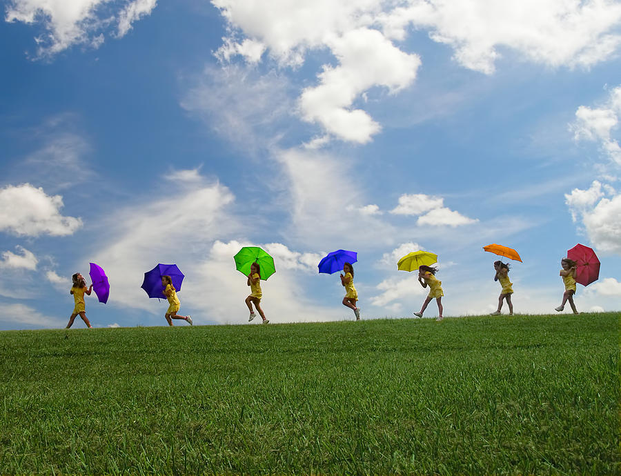Umbrella Photograph - The Rainbow Stroll by Chrystyne Novack