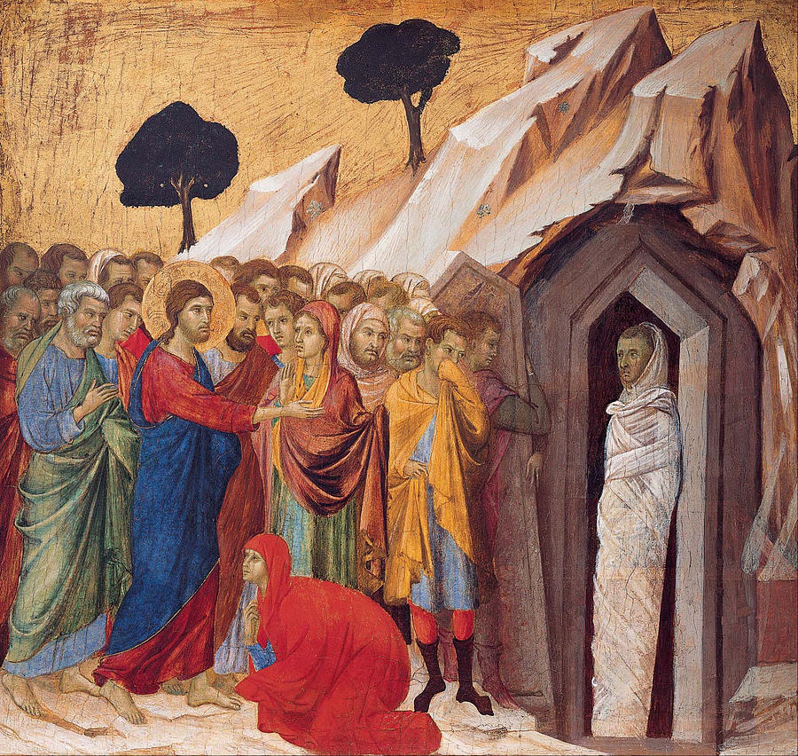 The Raising of Lazarus Painting by Duccio