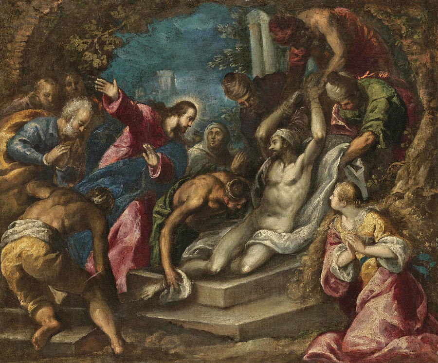 The Raising of Lazarus Painting by Follower of Palma Il Giovane