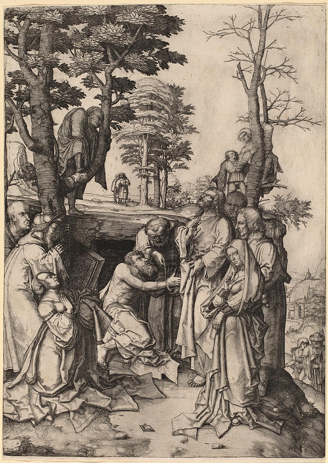 Lucas Van Leyden Drawing - The Raising of Lazarus by Lucas van Leyden