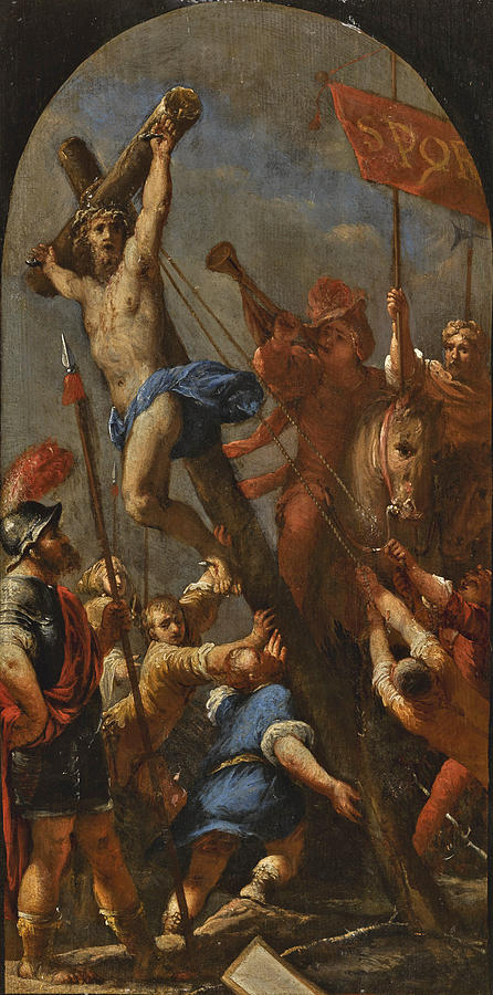 The Raising of The Cross Painting by Sebastiano Mazzoni
