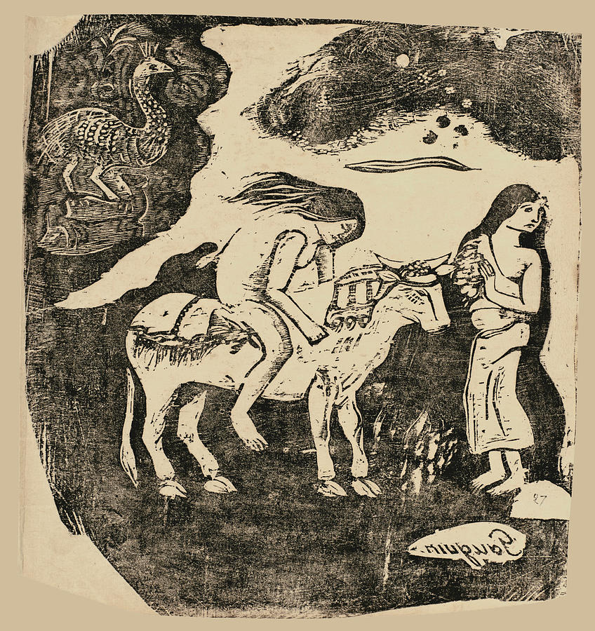 The Rape Of Europa Drawing by Paul Gauguin