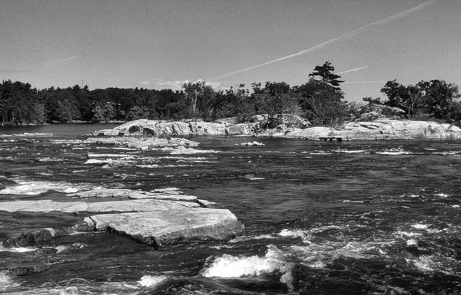 The Rapids At Burleigh Falls BW  Digital Art by Lyle Crump