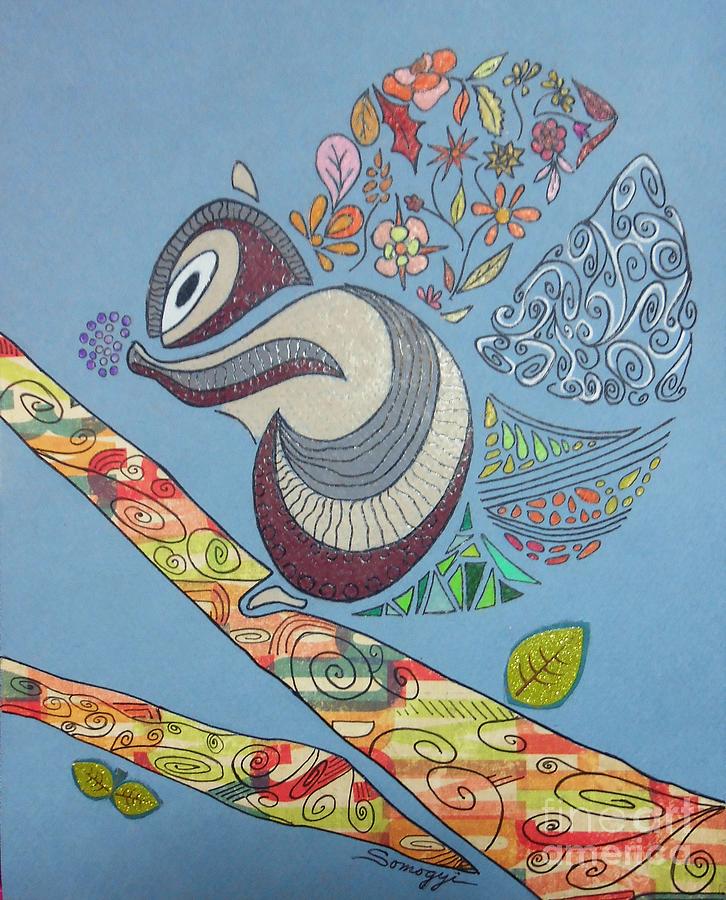 The Rare North American Flower-tailed Squirrel Mixed Media by Jayne Somogy