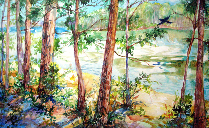 THE RAVEN on LAKE CLAIBORNE Painting by Marcia Baldwin