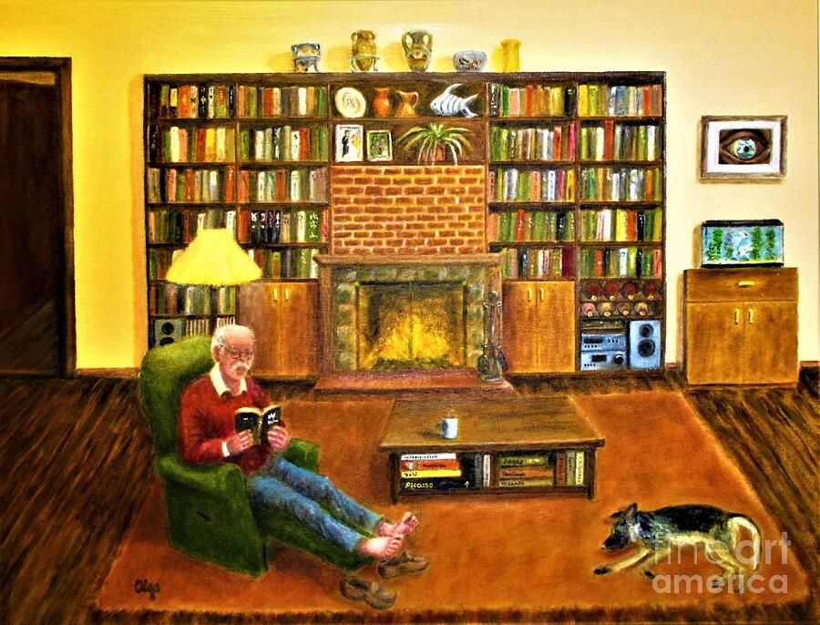 Bookcases Painting - The Reading Room by Olga Silverman