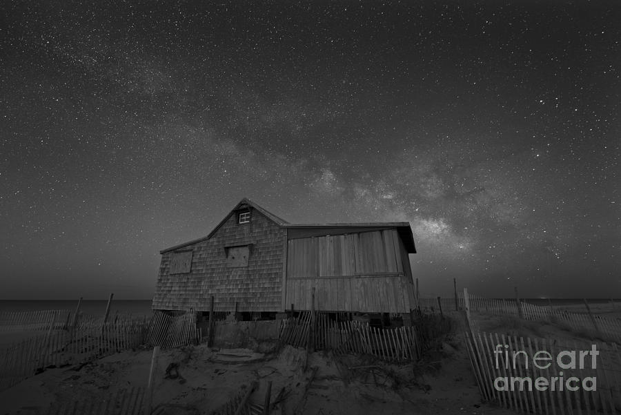 The Real Jersey Shore At Night Bw Photograph