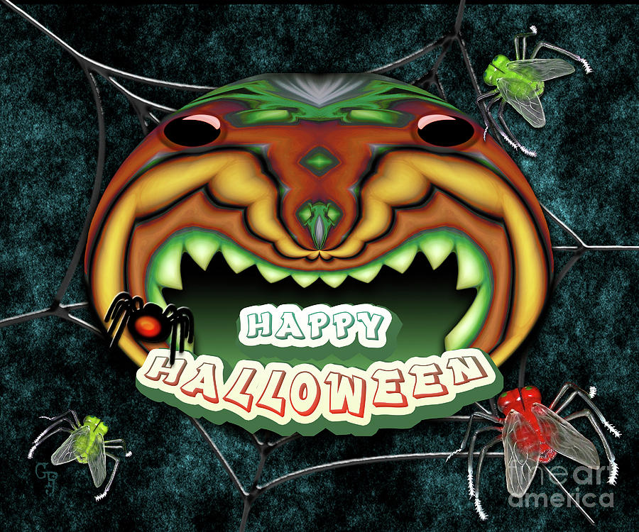 Halloween Digital Art - The Really Scared Pumpkin Melon by Gabriele Pomykaj