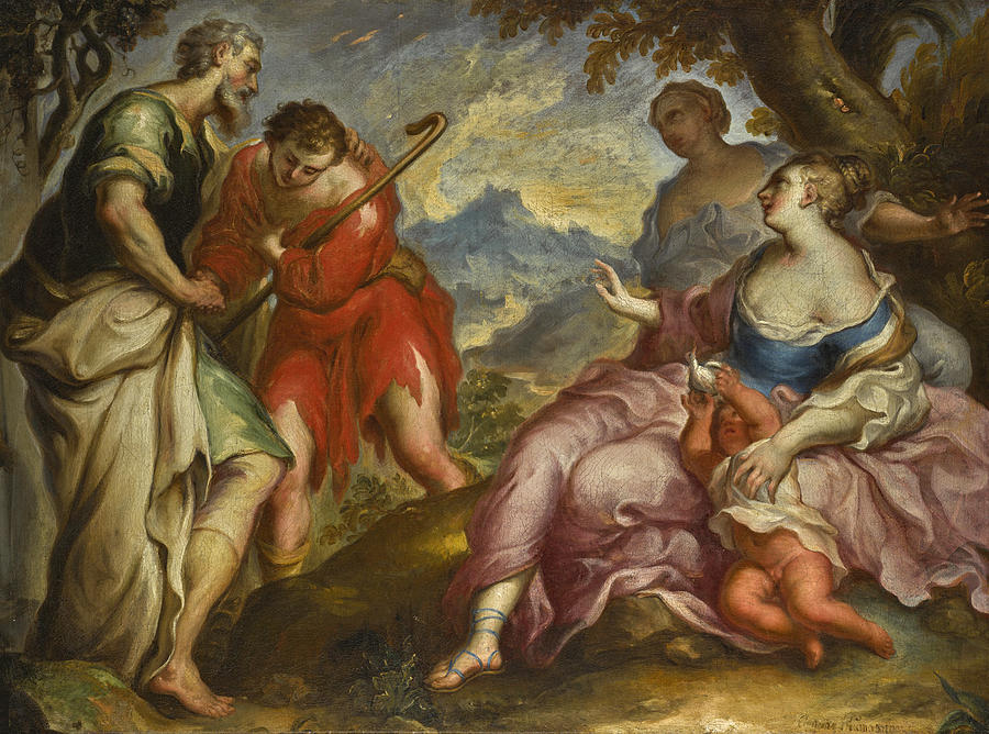 Venetian School Painting - The Reconciliation of Jacob and Laban by Venetian School Venetian School Painting - The Reconciliation of Jacob and Laban by Venetian School