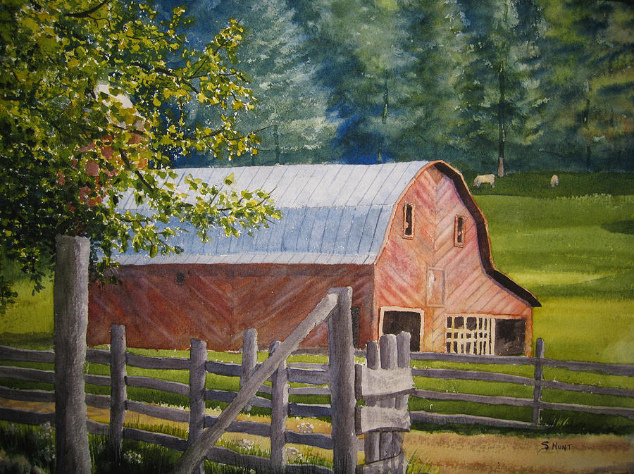 The Red Barn Painting by Shirley Braithwaite Hunt