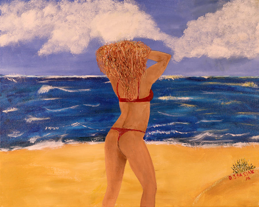 The Red Bikini Painting by David Stasiak