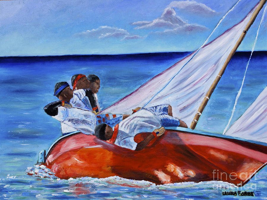 The Red Boat Painting by Laura Forde