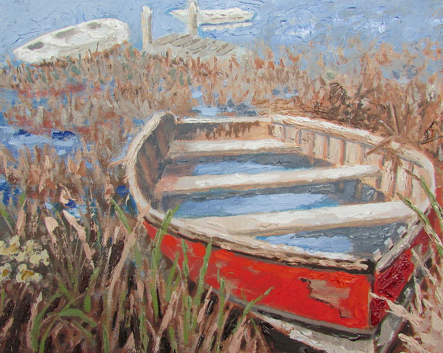 The Red Boat Painting by Tony Caviston