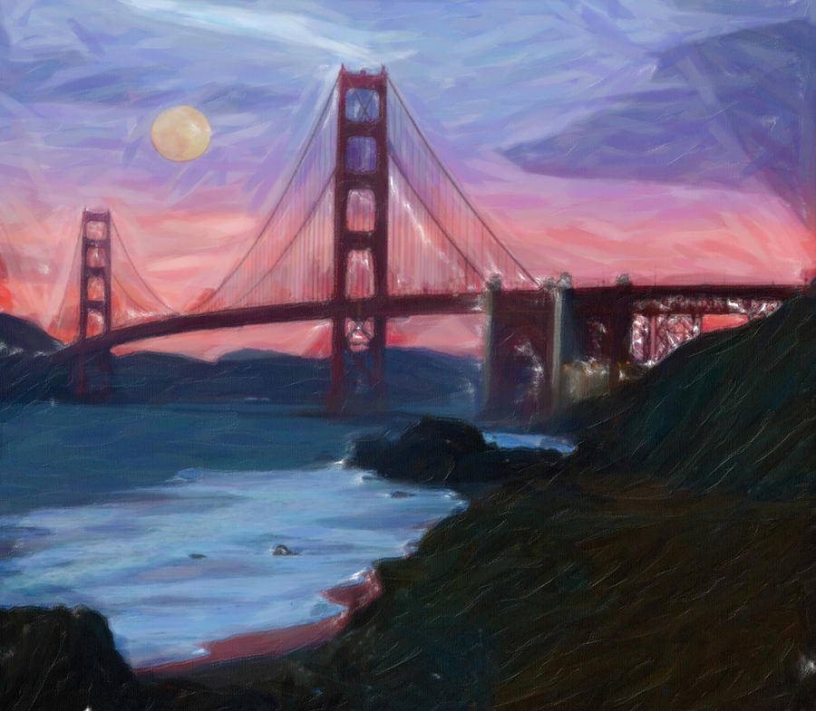 The red bridge Painting by Celestial Images