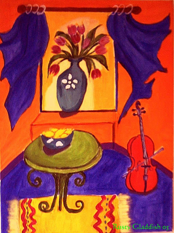 The Red Cello Painting by Rusty Gladdish