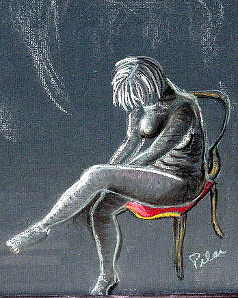 Nude Drawing - The Red Chair by Pilar  Martinez-Byrne