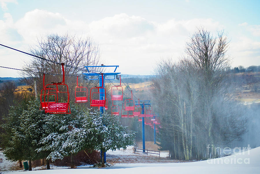 The Red Chairlift Photograph by Anna Serebryanik