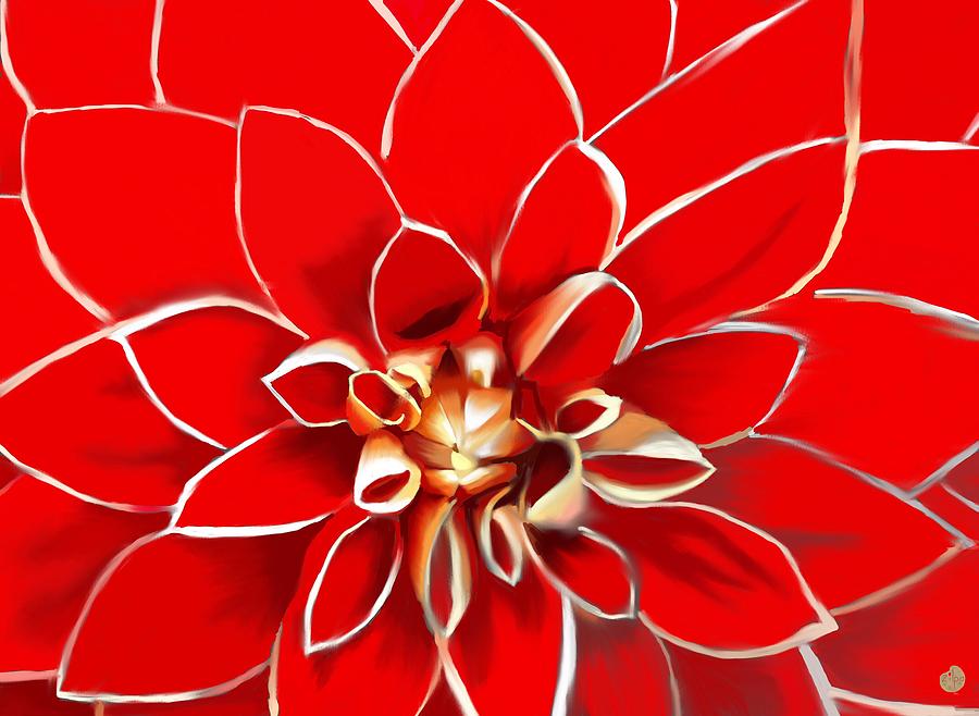 The Red Dahlia Painting