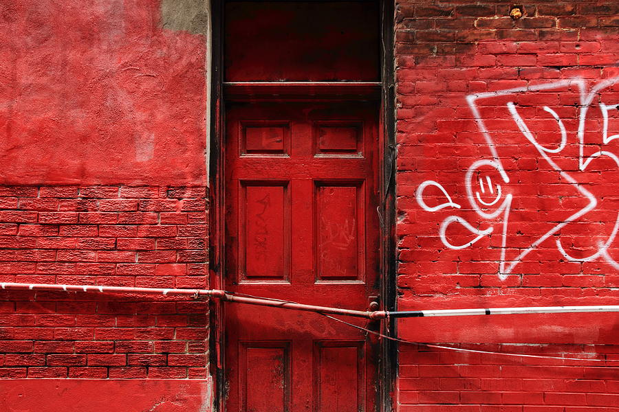 Brick Photograph - The Red Door Bar by Kreddible Trout