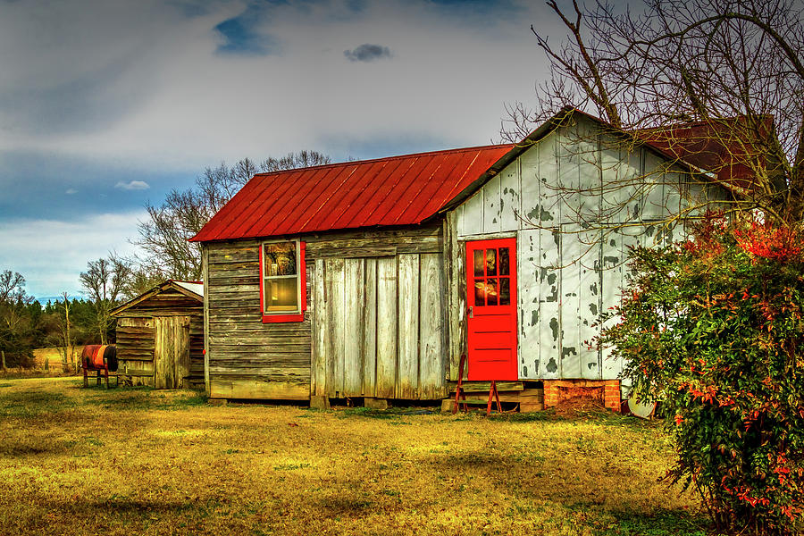 The Red Door - Farm Landscape Photograph by Barry Jones
