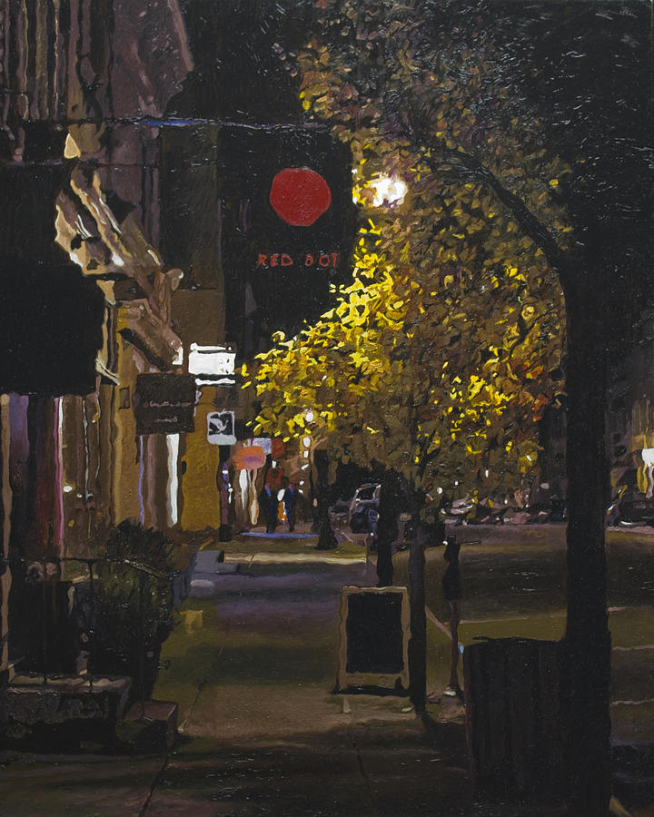 The Red Dot at Night Painting by Kenneth Young