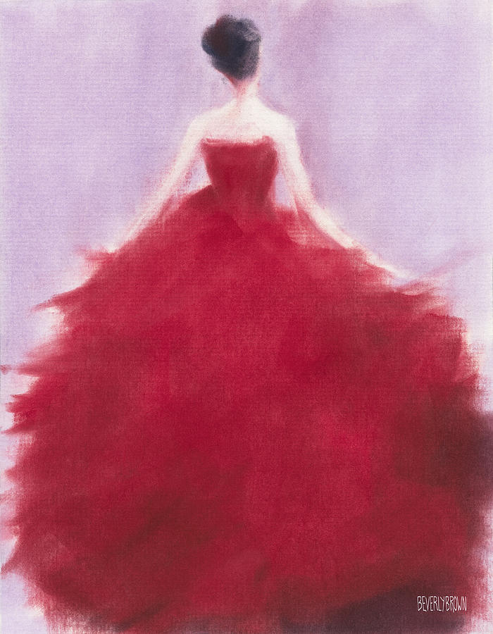 The Red Evening Dress Pastel by Beverly Brown Prints