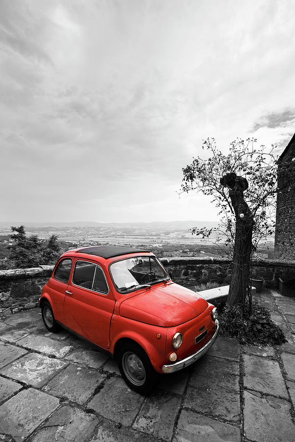 Summer Photograph - The Red Fiat by Mircea Costina Photography