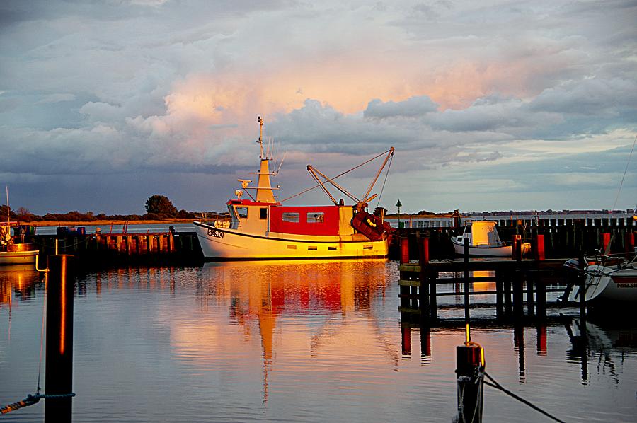 Harbor Scene Photograph - The Red Fishing Boat by Karen McKenzie McAdoo