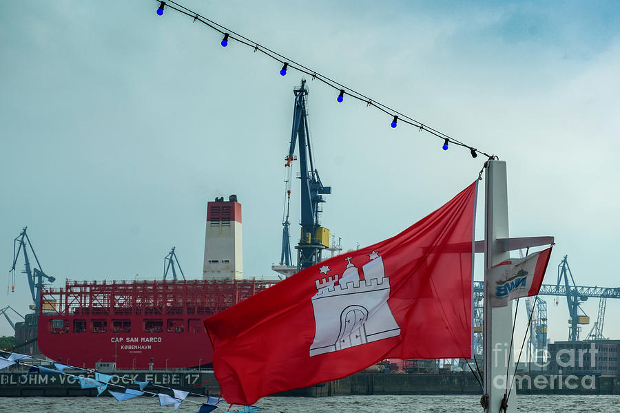 The red flag of city. Photograph by Marina Usmanskaya