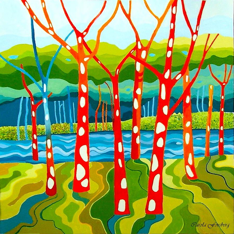 The Red Forest Painting by Carola Ann-Margret Forsberg The Red Forest Painting by Carola Ann-Margret Forsberg