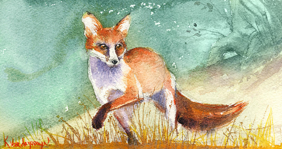 Fox Painting - The Red Fox by Kristina Vardazaryan Fox Painting - The Red Fox by Kristina Vardazaryan