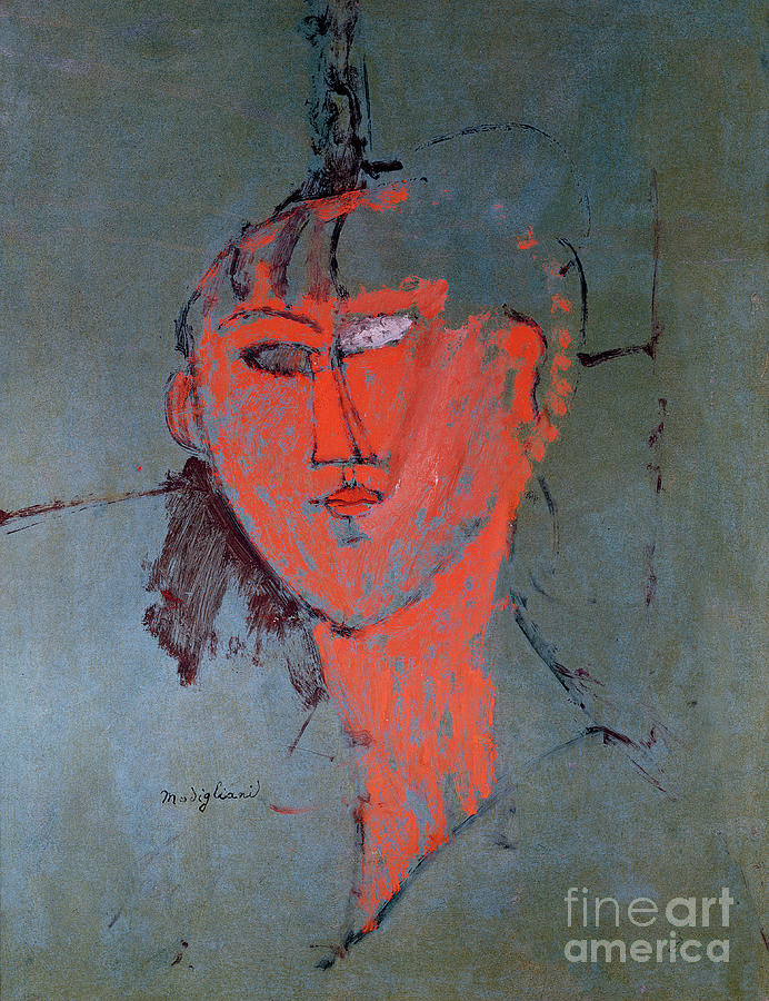 The Red Head Painting by Amedeo Modigliani