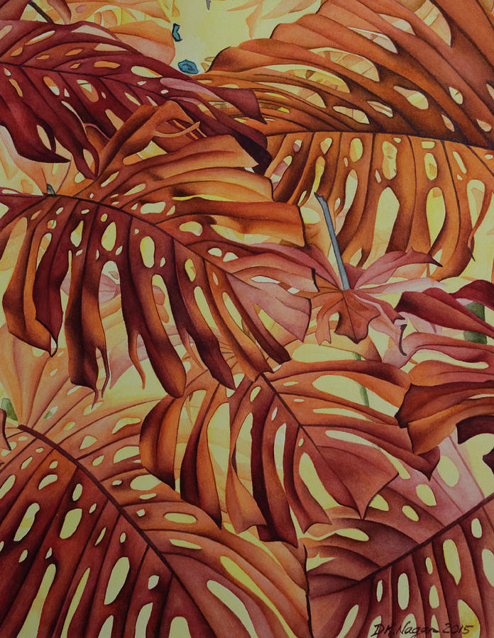 Tropical Leaves Painting - The Red Jungle by DK Nagano