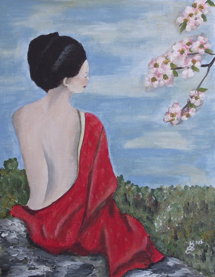 Acrylic Painting - The Red Kimono by Kim Selig