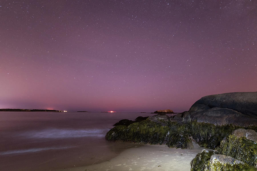 The Red Moon Rising on Singing Beach in Manchester-by-the-sea MA Photograph by Toby McGuire