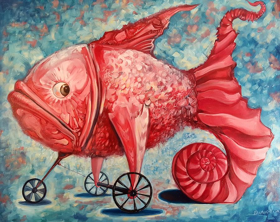 Surrealism Painting - The red quest by Darwin Leon Surrealism Painting - The red quest by Darwin Leon
