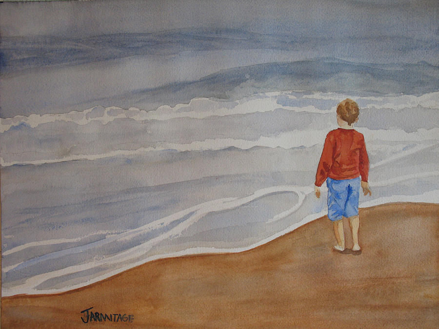 Beach Painting - The Red Shirt by Jenny Armitage