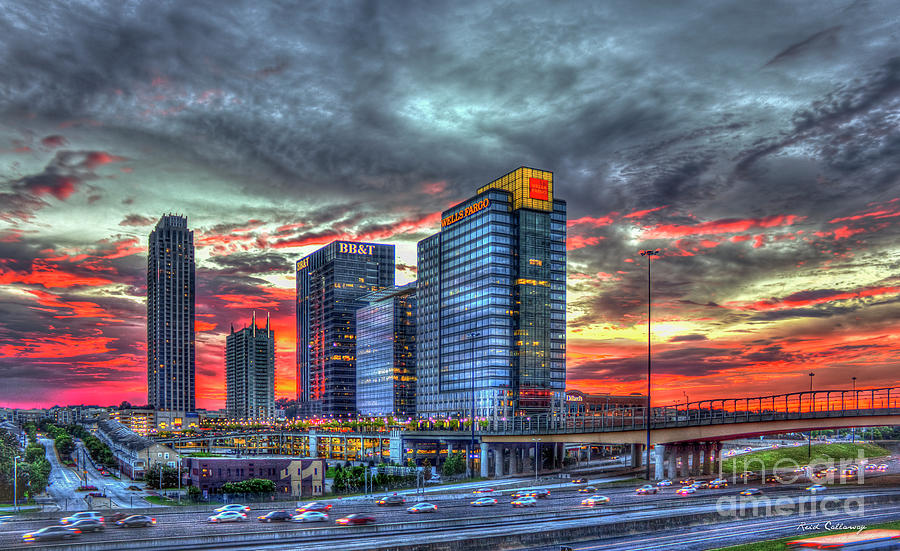 The Red Sunset Midtown Atlanta Cityscape Art Photograph by Reid Callaway